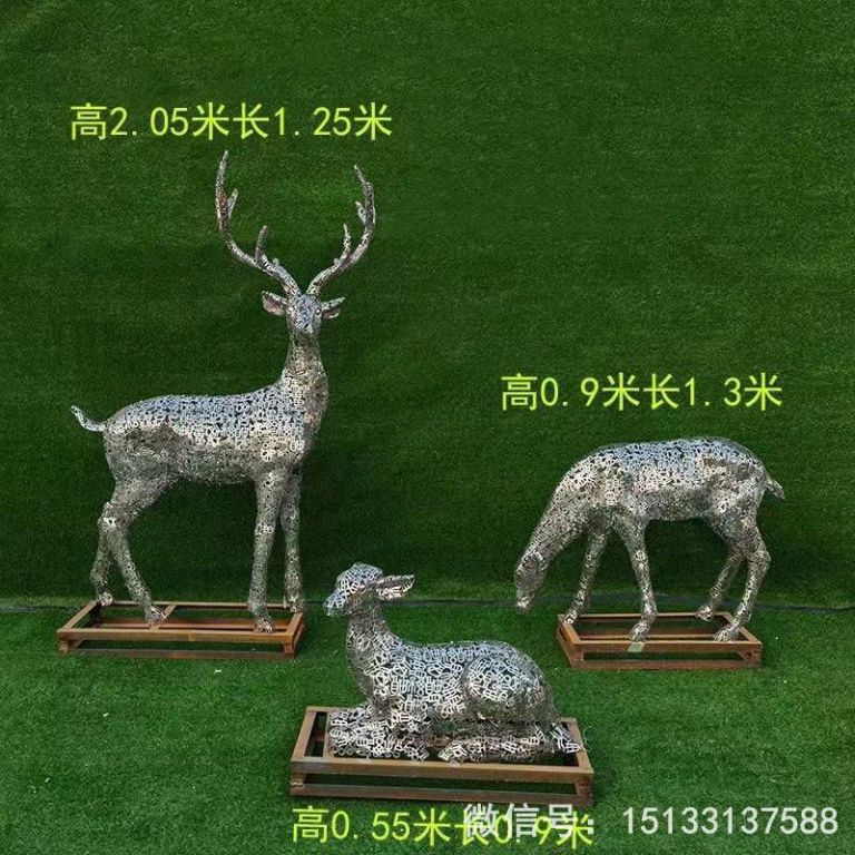 不銹鋼各種姿態(tài)小鹿雕塑 景觀(guān)小鹿雕塑5