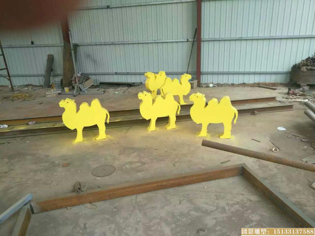 不銹鋼剪影駱駝雕塑 抽象公園駱駝雕塑擺件